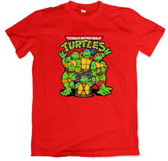 Remera dibujos animados tortugas ninja personajes roja