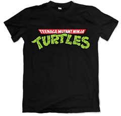 Remera dibujos animados retro tortugas ninja negra