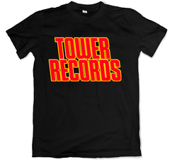 Remera retro disqueria tower records negra