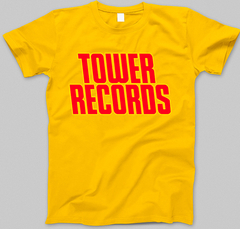 Remera retro disqueria tower records amarilla