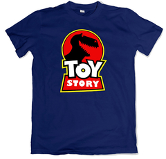 Remera cine toy story jurassic park rex azul marino