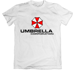Remera videojuegos resident evil umbrella corps blanca