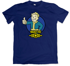 Remera videojuegos fallout vault-tec boy azul marino