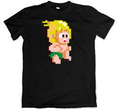 Remera videojuegos clásicos arcade wonder boy negra