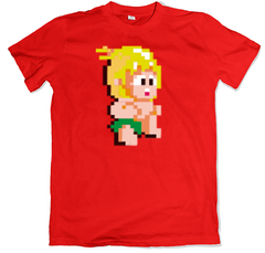 Remera videojuegos clásicos arcade wonder boy roja