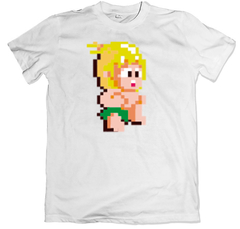 Remera videojuegos clásicos arcade wonder boy blanca