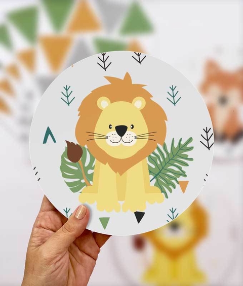 Placa decorativa infantil desenho animal raposa vermelha