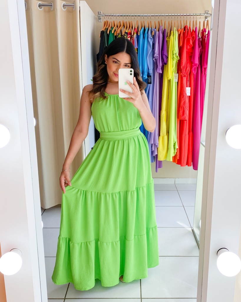Vestido Longo de Alça (Verde Lima) - Loja Zart