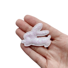 Aplique Coelhinho Branco Correndo Glitter - 2 unidades - comprar online