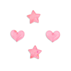 Aplique Coração e Estrela Arredondado Rosa