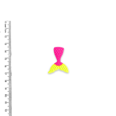 Aplique Cauda de Sereia Rosa e Amarelo Neon Emborrachado - 2 unidades - comprar online