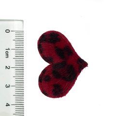 Aplique Coração Pelinho Leopardo Vermelho - 2 Unidades - comprar online