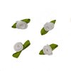 Aplique Mini Flor Rococó Branca Com Folha - 10 Unidades