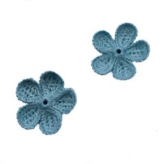 Aplique Flor Tricot Azul - 5 Unidades