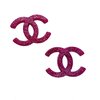 Aplique Logo Chanel Rosa Glitter Emborrachado - 5 Unidades