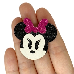 Aplique Minnie Glitter Laço Pink (4cm) - 2 unidades - comprar online