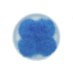 Aplique Pompom Pelinho Médio Metade Azul Turquesa (4.5cm)