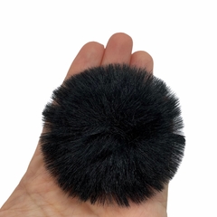 Pompom Pelinho Metade Preto (7cm) - 2 unidades - comprar online