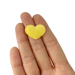 Aplique Mini Coração Redondinho Glitter Amarelo - 10 unidades - comprar online