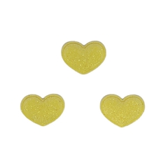 Aplique Mini Coração Redondinho Glitter Amarelo