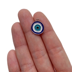 Pingente Olho Grego Azul Prateado - 5 unidades - comprar online