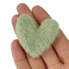 Aplique Coração Pelinhos Verde Modelo 2 - 2 unidades - ApliqueMe | Apliques incríveis para seu artesanato!