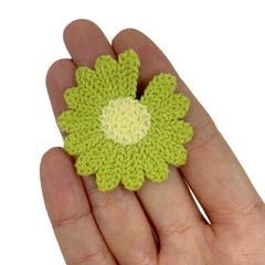 Aplique Margarida Bem-Me-Quer Crochê Verde - 2 unidades - comprar online