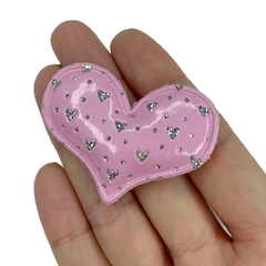 Aplique Coração Verniz Rosa Claro com Coração Glitter - 2 unidades - comprar online