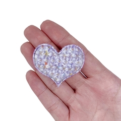 Aplique Coração Lã Lilás Pontos Coloridos - 2 unidades - comprar online