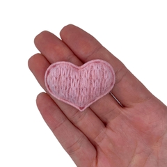 Aplique Coração Lã Trançada Rosa - 2 unidades - comprar online