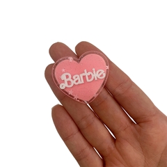 Aplique Coração Barbie Rosa Claro Glitter Acrílico - 2 unidades - comprar online