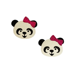Aplique Panda Glitter Laço Pink (3.5cm)