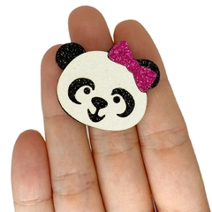 Aplique Panda Glitter Laço Pink (3.5cm) - 2 unidades - comprar online