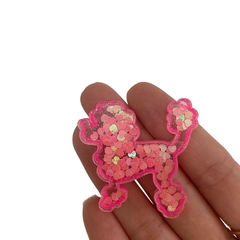 Aplique Cachorrinho Barbie Corações Rosa Neon Acrílico - 2 unidades - comprar online