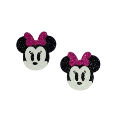 Aplique Minnie Glitter Laço Pink (4cm)