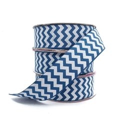 Fita Gorgurão Melaço Chevron Azul Marinho (25mm)