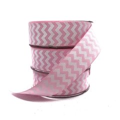 Fita Gorgurão Melaço Chevron Rosa Claro (25mm