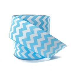 Fita Gorgurão Melaço Chevron Azul Claro (40mm) 