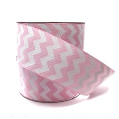 Fita Gorgurão Melaço Chevron Rosa Claro (40mm) 