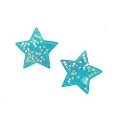 Aplique Estrela Resina Azul Com Mini Estrelinhas