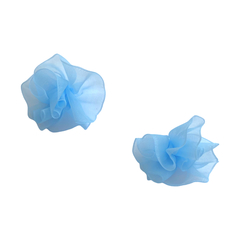 Aplique Flor Frufru Organza Azul (2cm) - 2 unidades