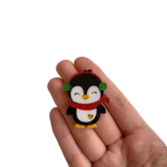 Aplique Pinguim Natalino Coraçãozinho Glitter Acrílico - 2 unidades - comprar online