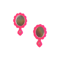 Aplique Mini Espelho Barbie Rosa Neon Acrílico - 2 unidades
