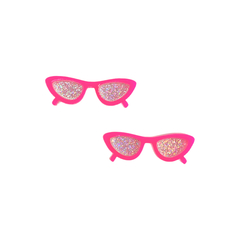 Aplique Mini Óculos Barbie Rosa Neon Acrílico - 2 unidades