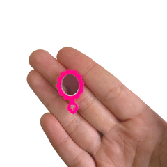 Aplique Mini Espelho Barbie Rosa Neon Acrílico - 2 unidades - comprar online
