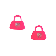 Aplique Mini Bolsa Barbie Rosa Neon Acrílico - 2 unidades