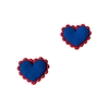 Aplique Coração Borda Escalope Vermelho e Azul Emborrachado - 2 unidades