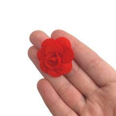 Aplique Flor Tecido Vermelho Vivo (3cm) - 5 unidades - comprar online