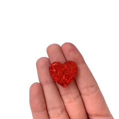 Aplique Coração Glitter Flocado Vermelho (2,5cm) - 2 unidades - comprar online