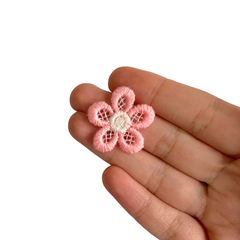 Aplique Flor de Linha Pétala Telinha Rosa Claro (3cm) - 2 unidades - comprar online